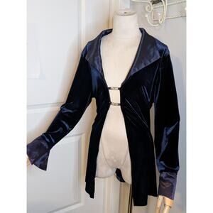 Vintage 80s Royal Blue Velvet Jacket Victorian Goth Dramatic SZ L